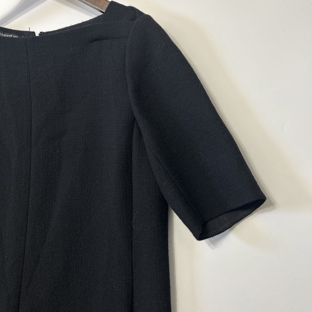 Lafayette 148 Womens Black Midi Dress Size 8 Wool Classic Career Luxury Half Slv - Picture 4 of 16